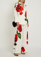 Alice + Olivia Elna Floral-print Linen-blend Blazer White And Red