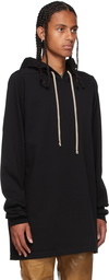 Rick Owens Black Heavy Jersey Hoodie