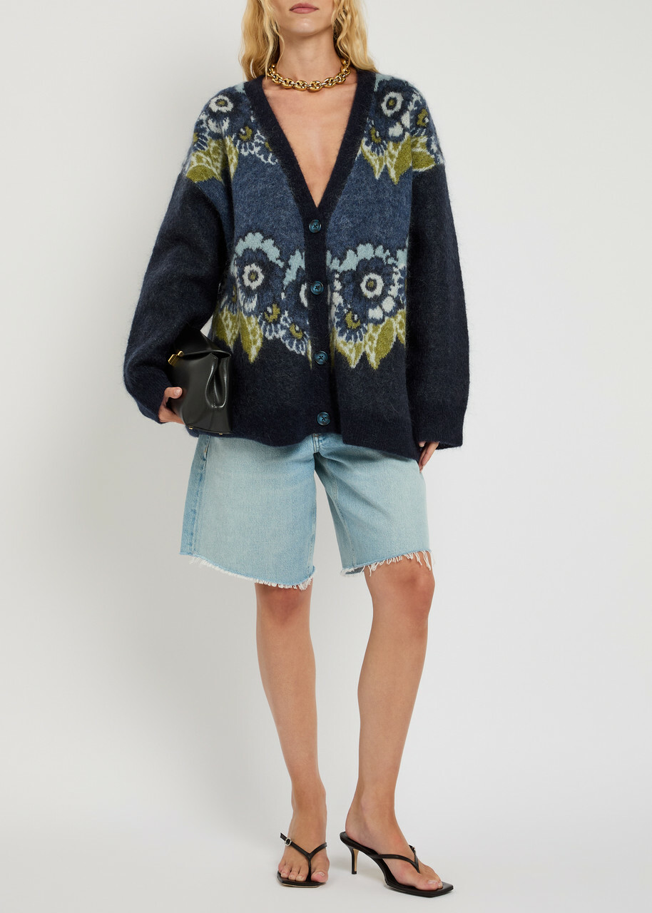 Alemais Madalena Floral-intarsia Knit Cardigan Multicoloured