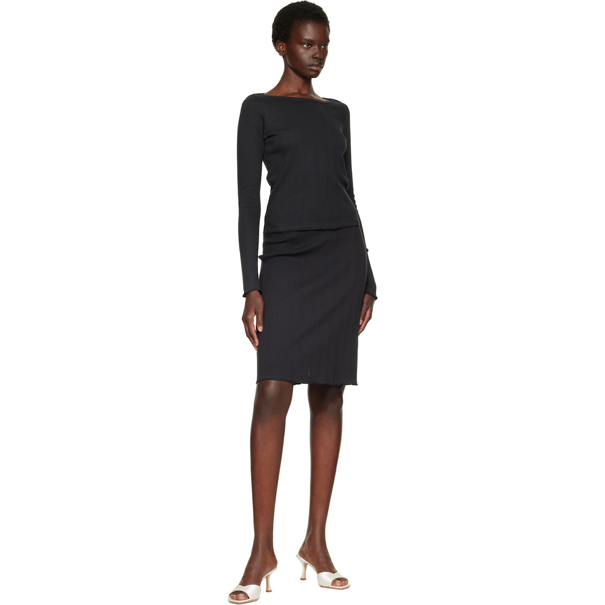Cou Cou Black 'The Slip' Midi Skirt