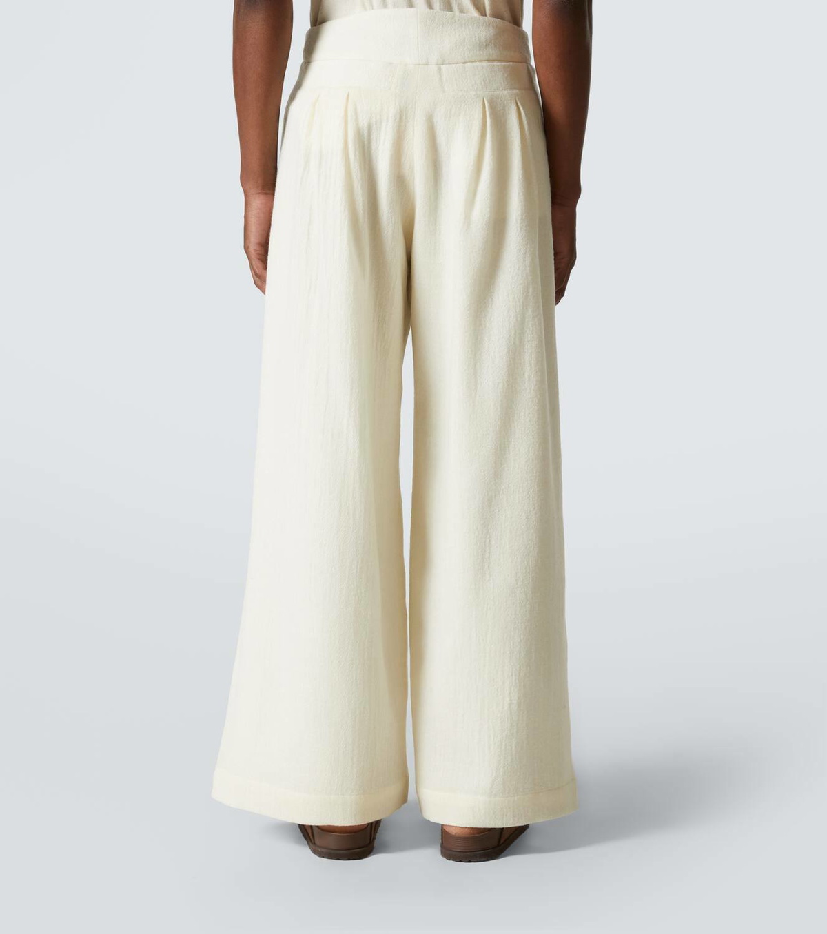 King & Tuckfield Deep Fold wool wide-leg pants