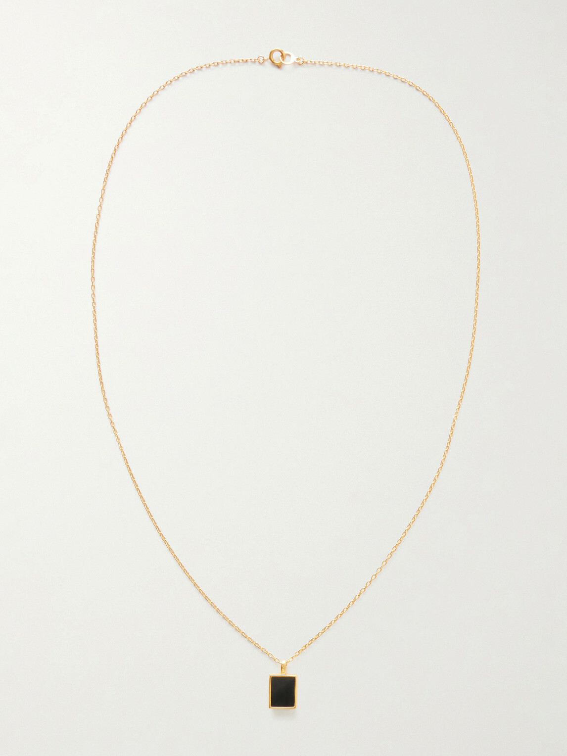 Mikia - Rectangle Gold-Plated Onyx Necklace