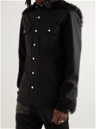 Rick Owens - Swampgod Upcycled Logo-Appliquéd Shearling, Cotton and Wool-Blend Shirt Jacket - Black
