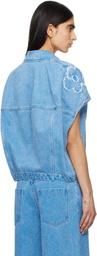 Marni Blue Dilies Patch Denim Vest