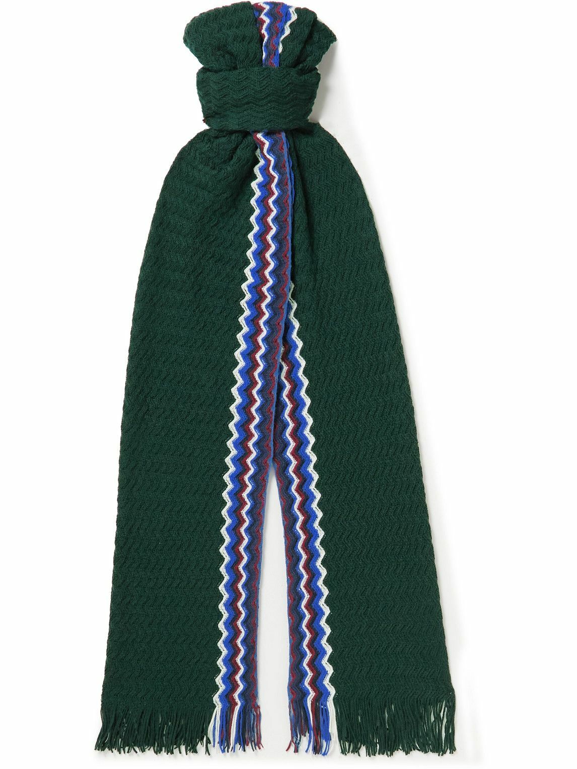 Missoni Gray Striped Wool Unisex Neck Wrap Fringes Scarf