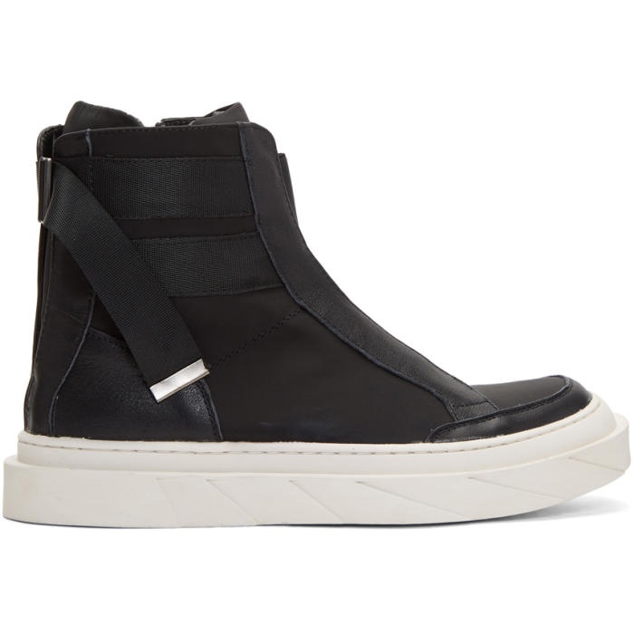 Photo: D by D Black Back Strap High-Top Sneakers 