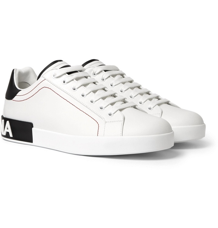 Photo: Dolce & Gabbana - Portofino Logo-Detailed Leather Sneakers - White