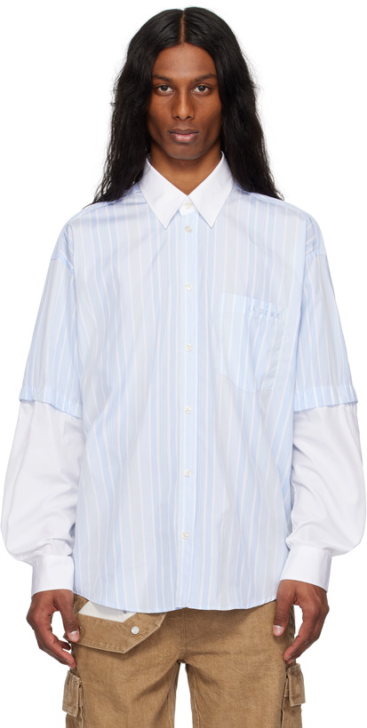 Photo: le PÈRE Blue & White Detached Sleeve Button Down Shirt