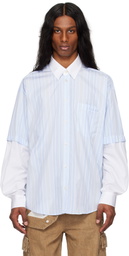 le PÈRE Blue & White Detached Sleeve Button Down Shirt