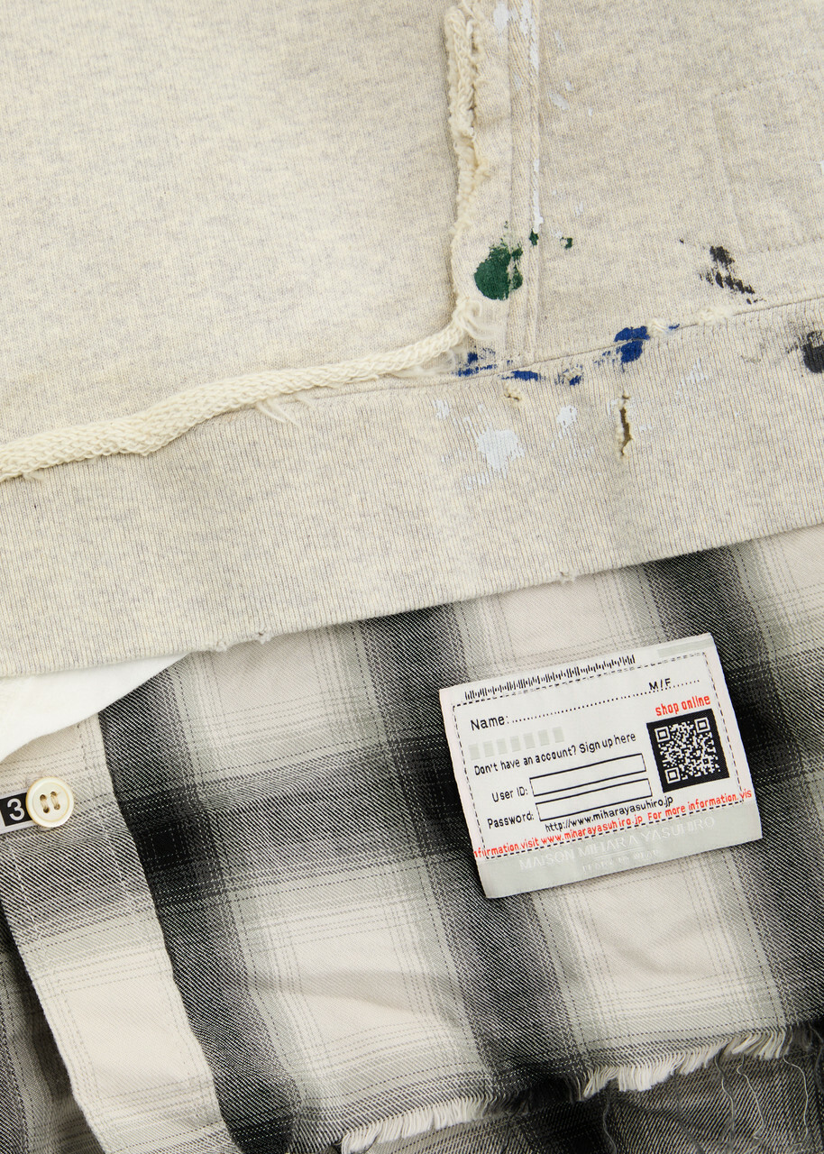 Maison mihara yasuhiro Distressed Layered-effect Hooded Cotton Sweatshirt White