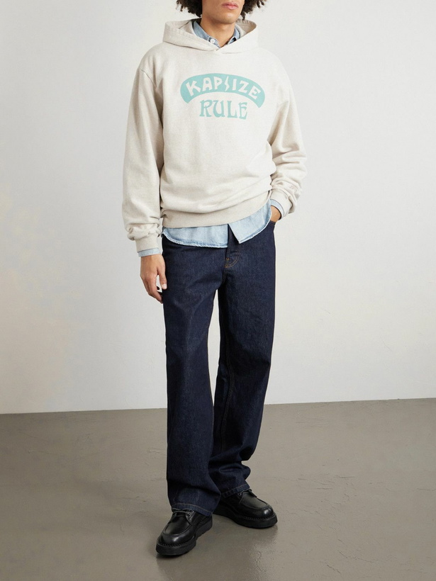 Photo: KAPITAL - Printed Wool-Blend Jersey Hoodie - Neutrals