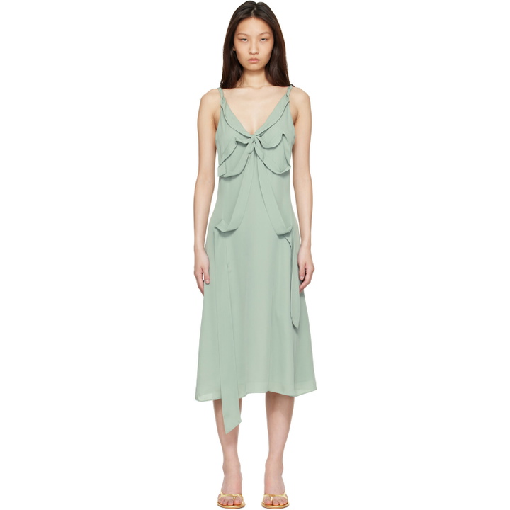 Photo: Acne Studios Green Bow Silk Midi Dress
