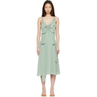 Acne Studios Green Bow Silk Midi Dress
