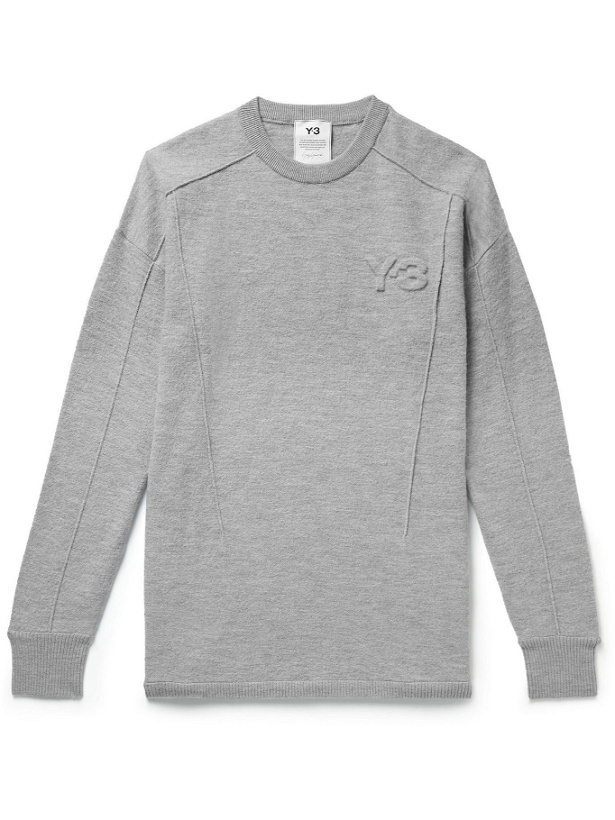 Photo: Y-3 - Logo-Embossed Wool Sweater - Gray