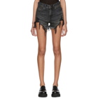 R13 Black Shredded Slouch Shorts