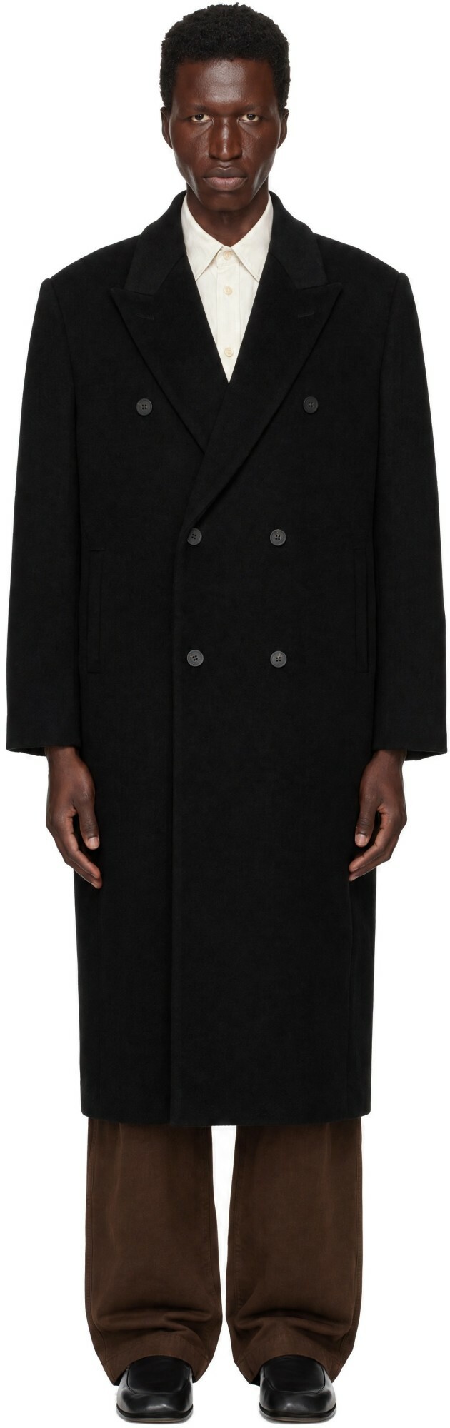 LE17SEPTEMBRE Black Tailored Wool Double Breasted Coat