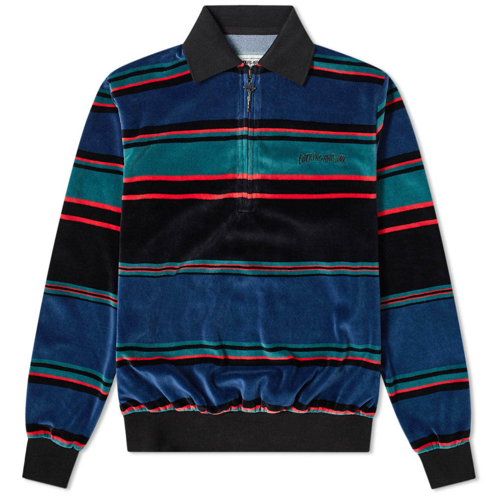 Fucking Awesome Block Stripe Velour 1/4 Zip Shirt Fucking Awesome