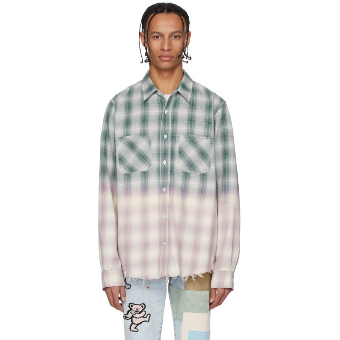 Photo: Amiri Green and Purple Lurex Plaid Shirt