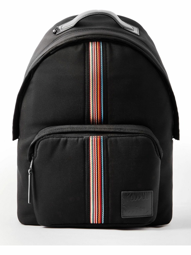 Photo: Paul Smith - Stripe-Detailed Leather-Trimmed Mesh Backpack