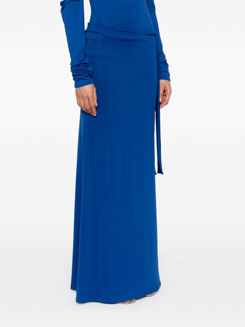 Jade Cropper Blue Cut-Out Jersey Maxi Skirt