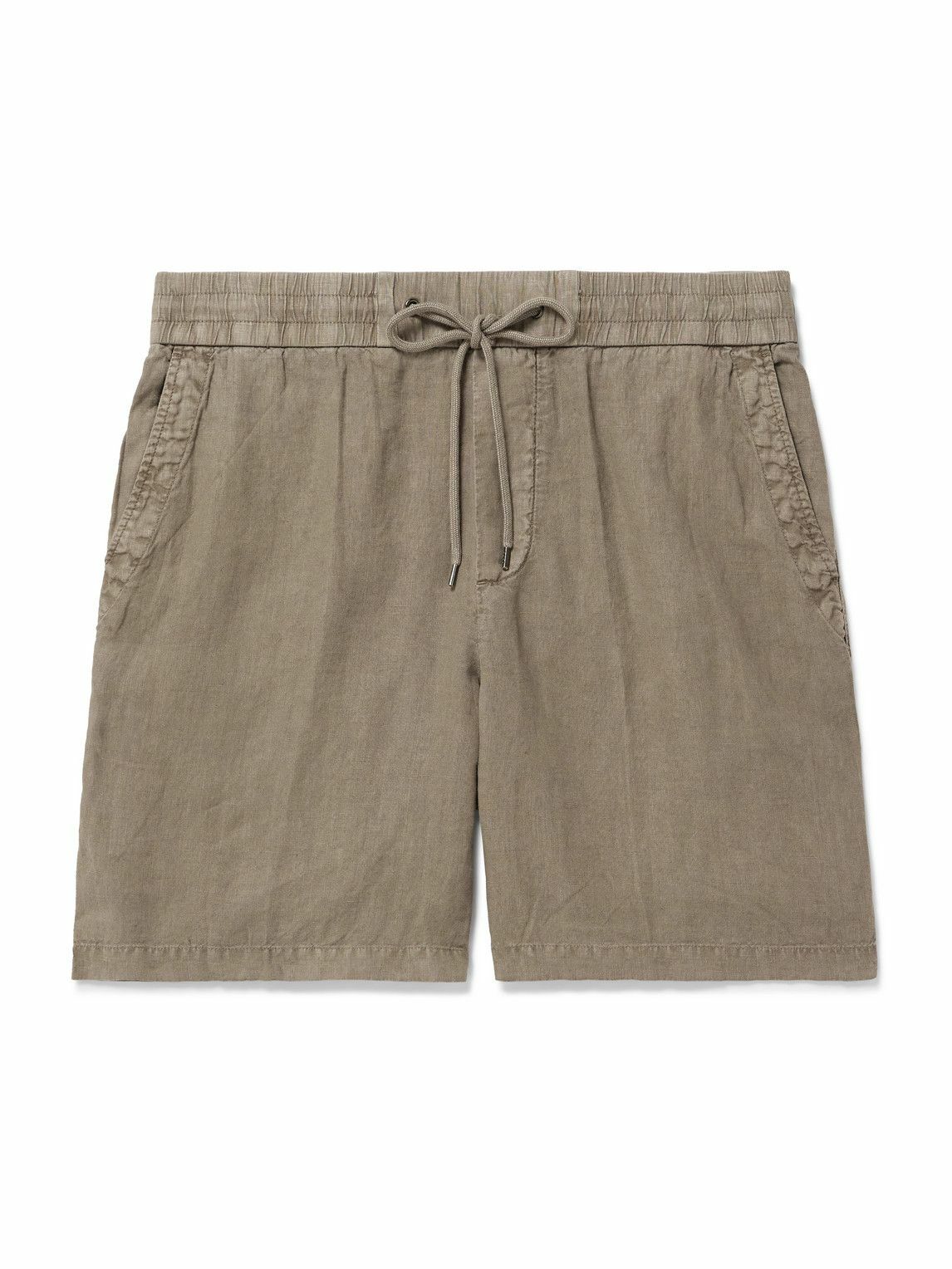 James Perse - Straight-Leg Garment-Dyed Linen Drawstring Shorts - Brown