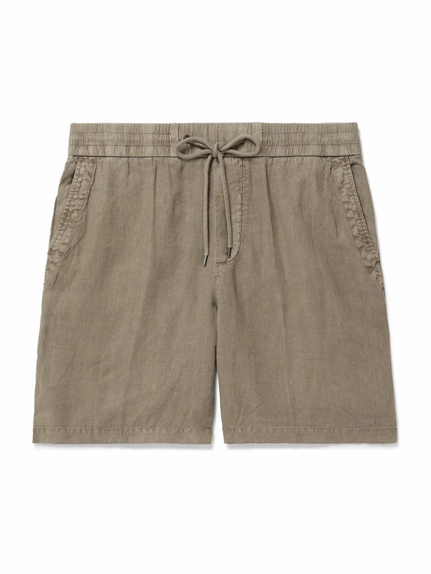 Photo: James Perse - Straight-Leg Garment-Dyed Linen Drawstring Shorts - Brown