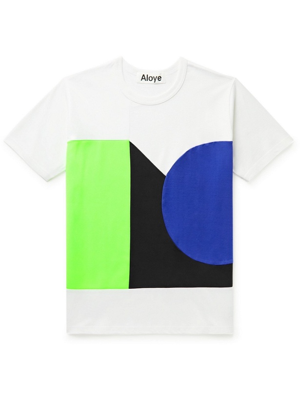 Photo: ALOYE - Colour-Block Cotton-Jersey T-Shirt - White