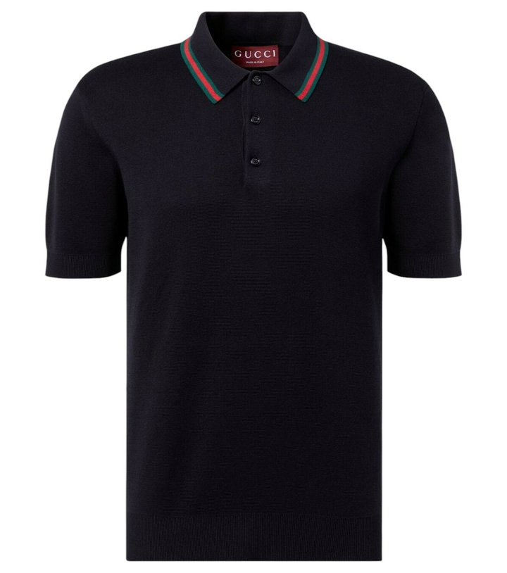 Photo: Gucci Web Stripe silk and cotton polo shirt