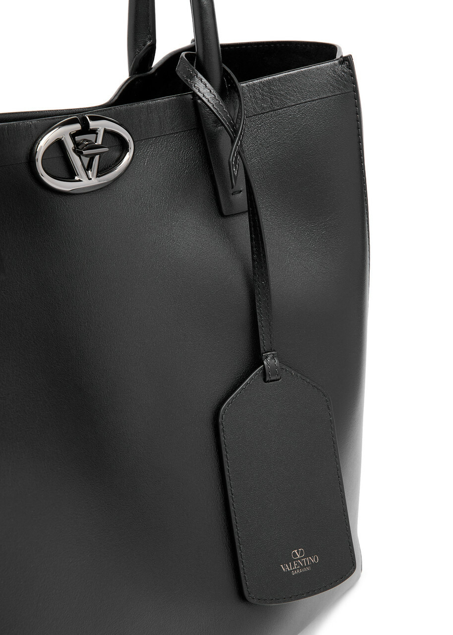 Valentino VLogo Locker Leather Tote - Black - One Size