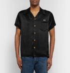 visvim - Irving Camp-Collar Embroidered Satin Shirt - Men - Black