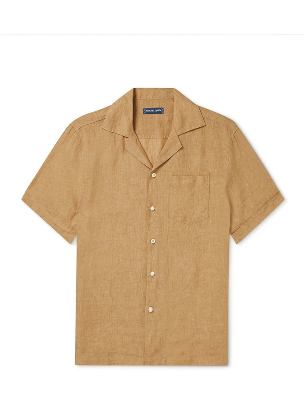 Photo: Frescobol Carioca - Thomas Camp-Collar Linen Shirt - Yellow