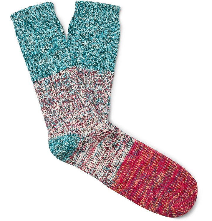Photo: Thunders Love - Charlie Ribbed Mélange Recycled Cotton-Blend Socks - Multi