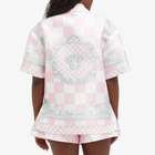 Versace Women's Baroque Printed Shirt in Pastel Pink/White/Silver