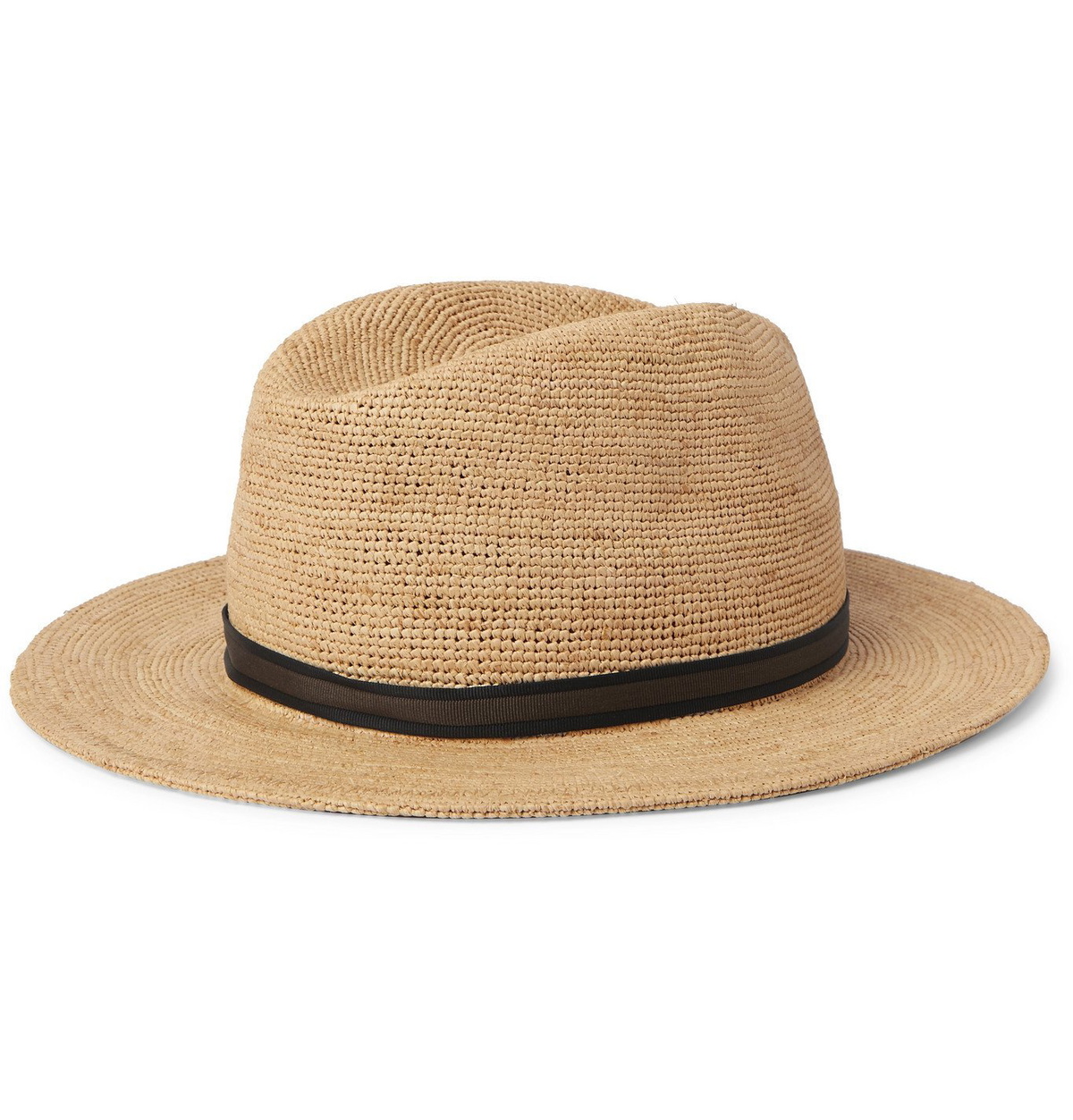 Borsalino Argentina Grosgrain Trimmed Straw Panama Hat Brown