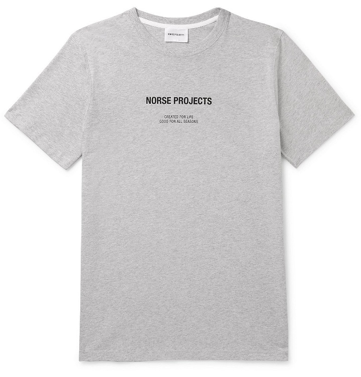 Photo: Norse Projects - Niels Logo-Print Cotton-Jersey T-shirt - Gray