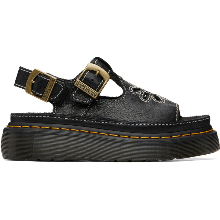 Photo: Dr. Martens Black Dunnet Flower Full Grain Leather Sandals