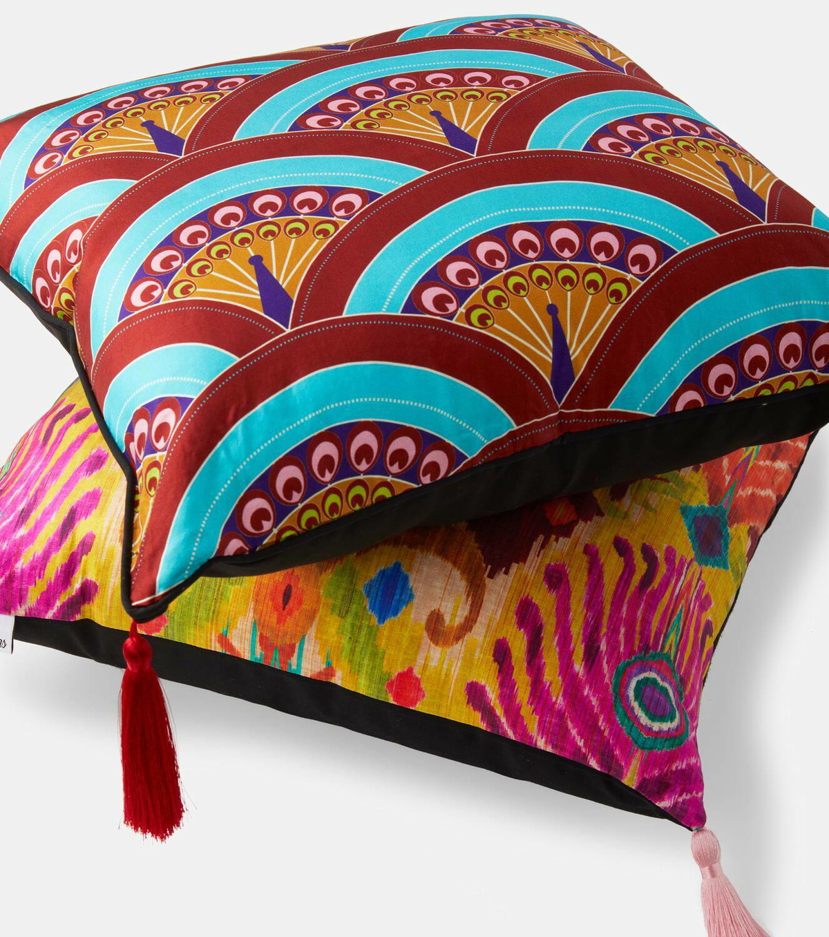 Les-Ottomans Peacock silk cushion by Matthew Williamson