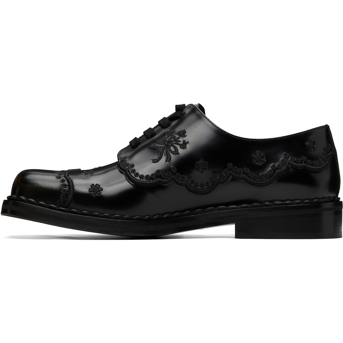 Simone Rocha Black Floral Lace Brogue Derbys