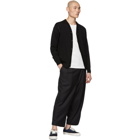 Comme des Garcons Homme Black and Grey Worsted Wool Intarsia Cardigan