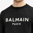 Balmain Men's Foil Paris Logo Crew Sweat in Black/Silver/Cream