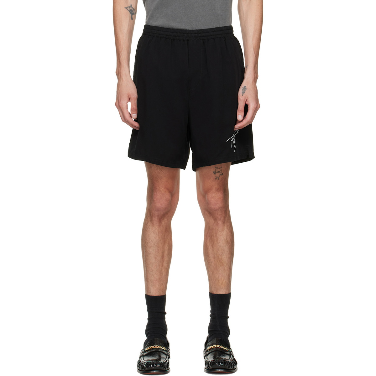 Represent Black 'Love and Kisses' Shorts