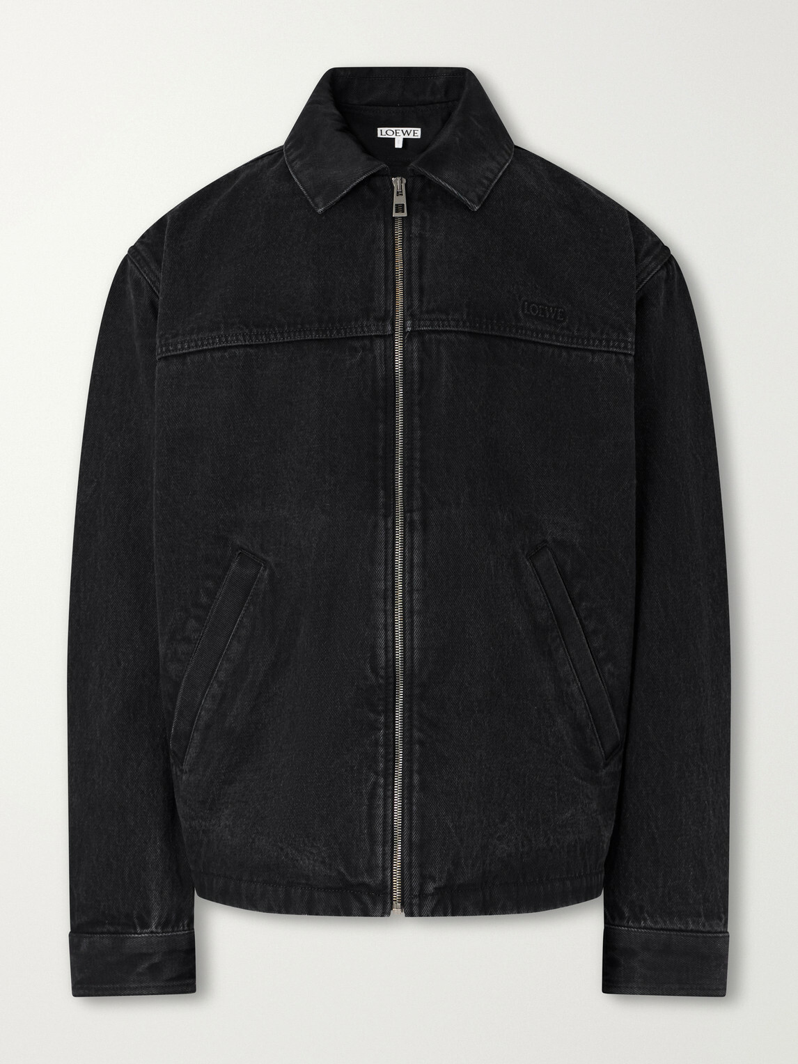 LOEWE - Logo-Embossed Paneled Denim Jacket - Black