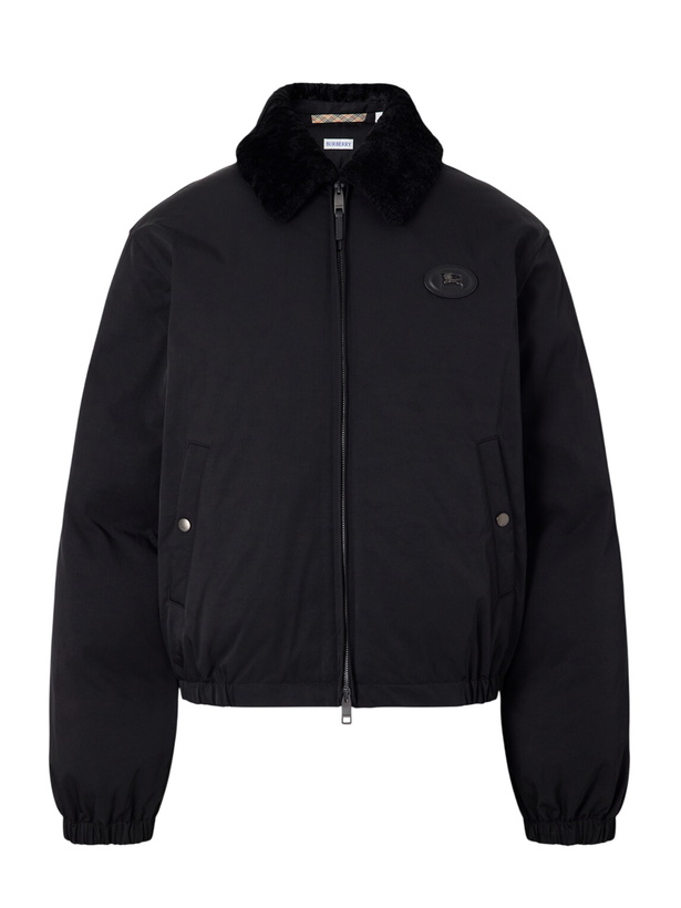 Photo: Burberry - Logo-Appliqué Shearling and Leather-Trimmed Padded Shell Blouson Jacket - Black