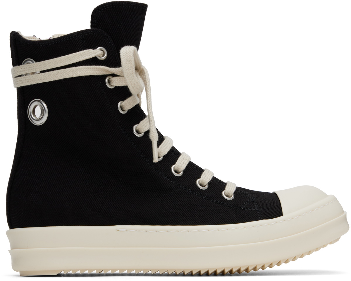 DRKSHDW | HOLLYWOOD OVERDYED DENIM SNEAKERS BLACK スニーカー Rick Owens DRKSHDW Black Hollywood Overdyed Denim Sneakers