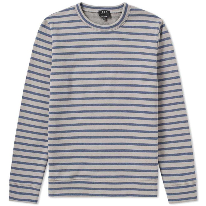 Photo: A.P.C. Albert Stripe Sweat Blue