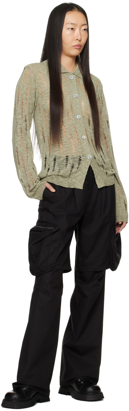 lesugiatelier Khaki Distressed Cardigan