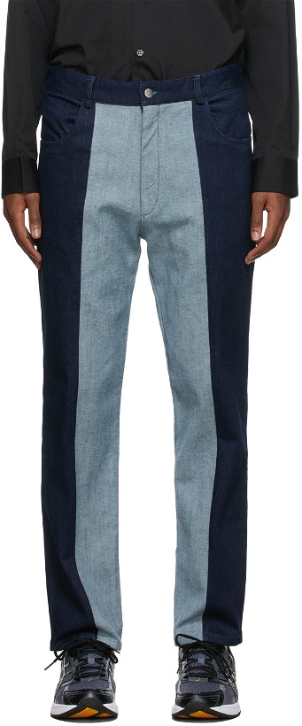 Photo: Phlemuns SSENSE Exclusive Indigo & Blue Contrast Belt Loop Jeans