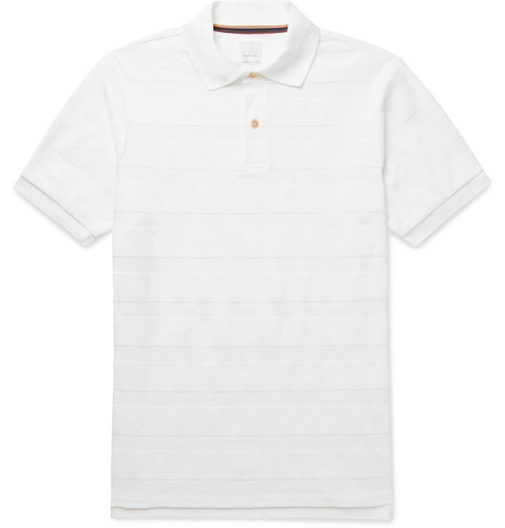 Photo: PAUL SMITH - Striped Cotton-Terry Polo Shirt - White