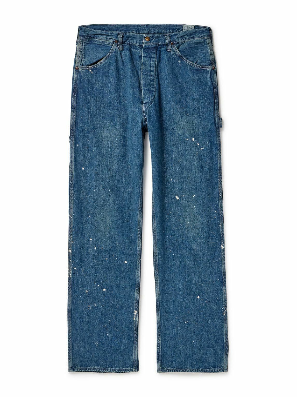 Photo: OrSlow - Paint-Splattered Straight-Leg Selvedge Jeans - Blue