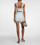 Area - Crystal-embellished denim crop top